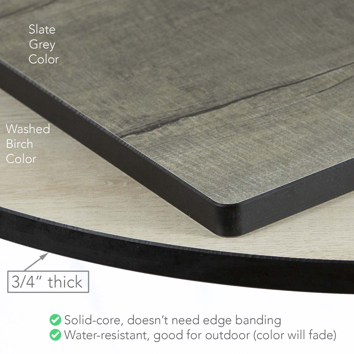 24 x 30" HPL Restaurant Cafe Table, Washed Birch Color #J63H2430WS