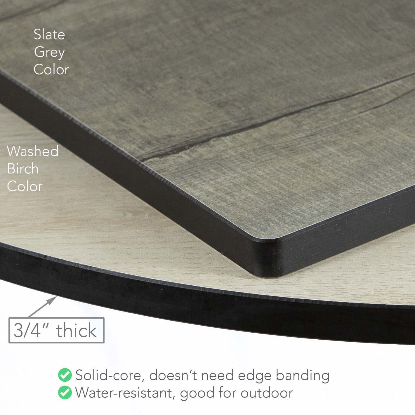 30" Round HPL Restaurant Cafe Table, Washed Birch Color #S22HD30WS