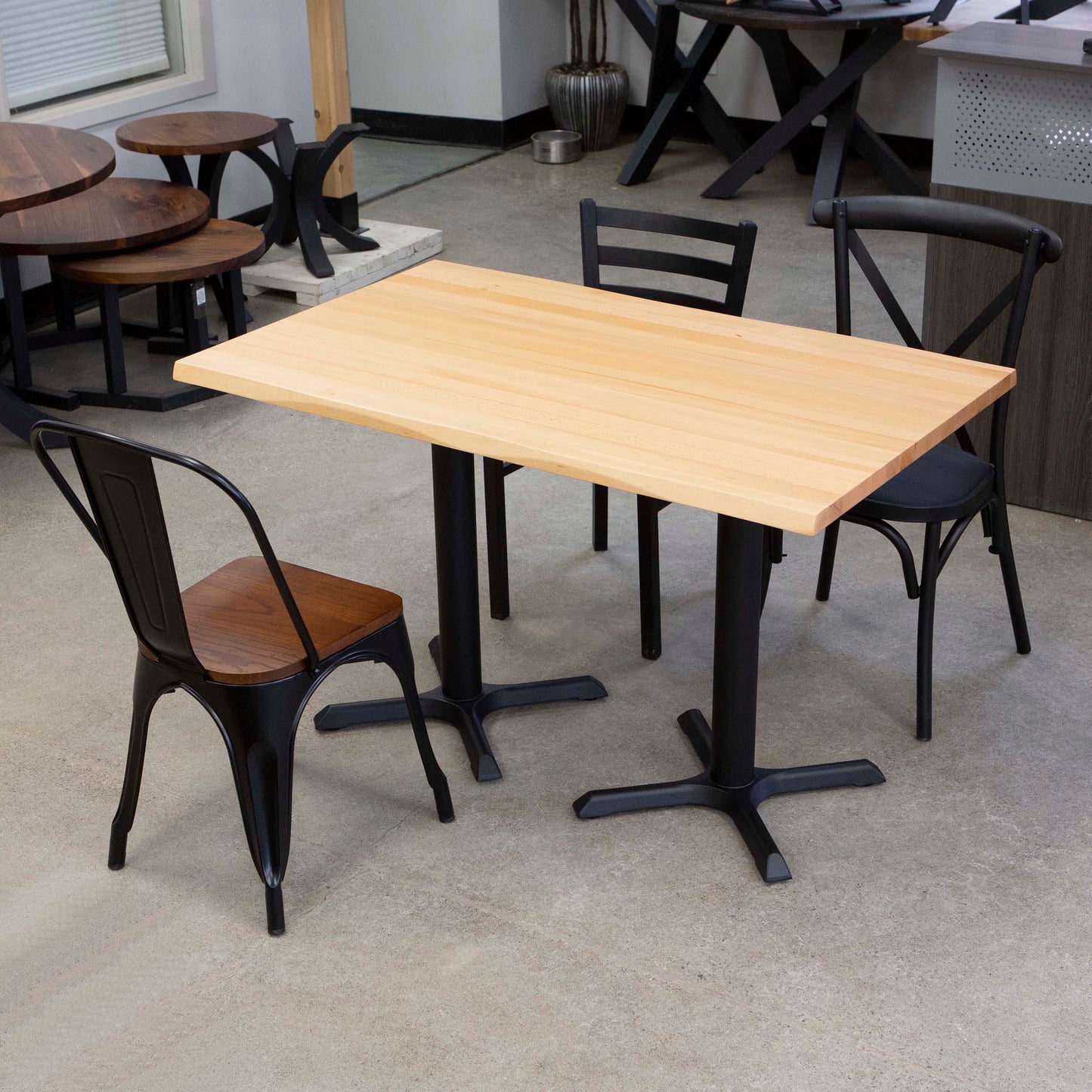 solid European beech hardwood restaurant tables and chairs