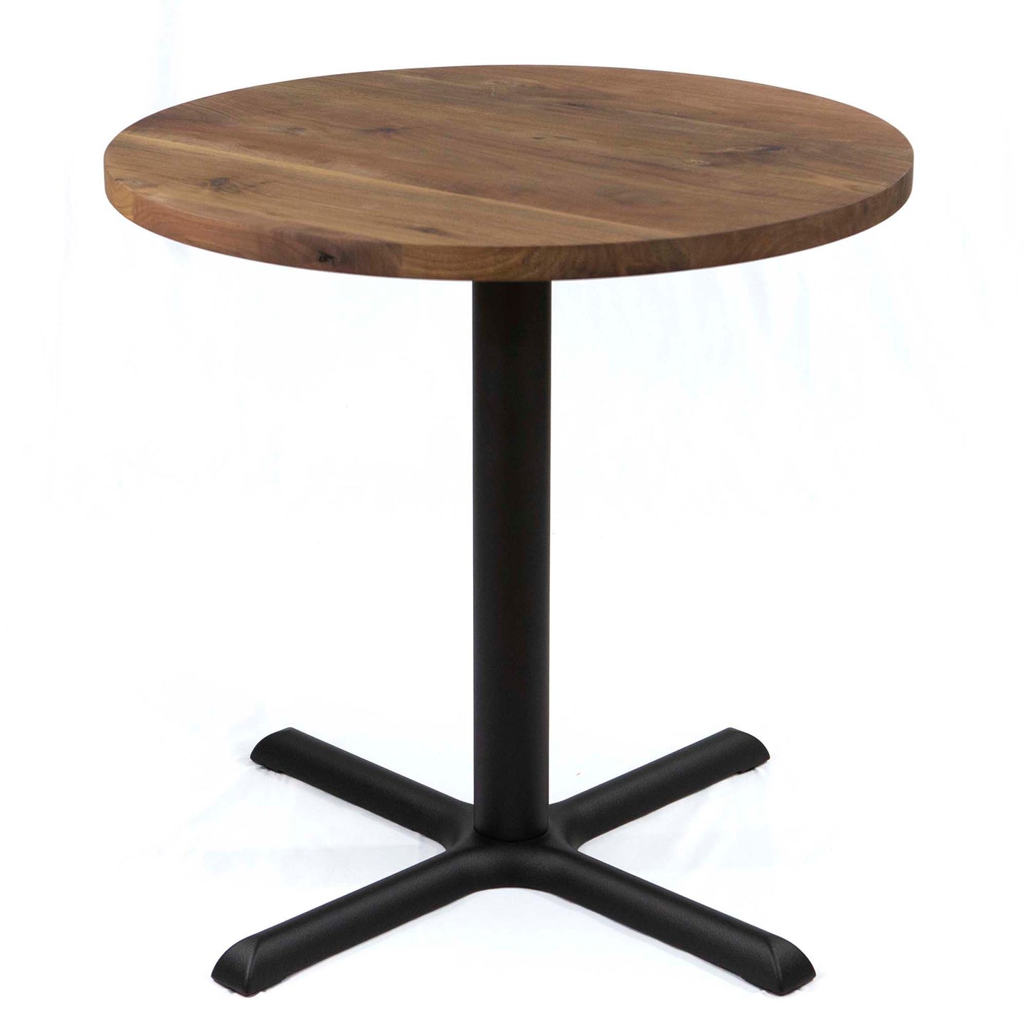 cast iron table base with black walnut round top 30"
