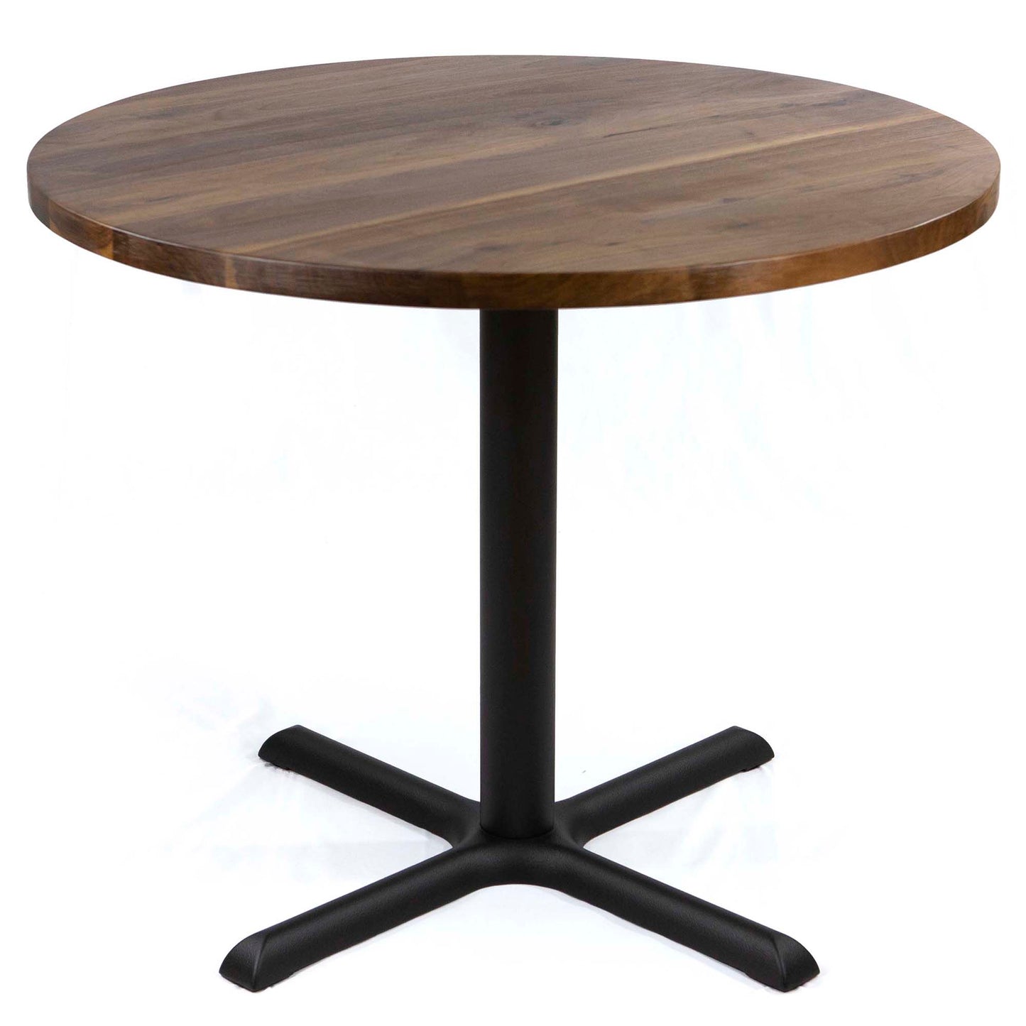 cross cast iron table base with walnut 30" round top