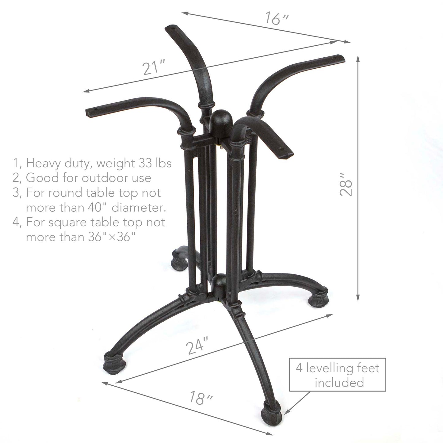 4 Prong Cast Iron Bistro Table Base, 1 PC #JK3070