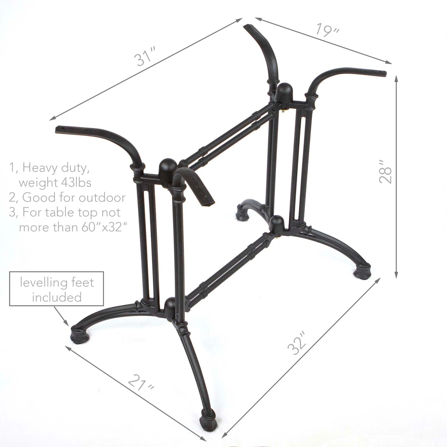 2x2 Prong Cast Iron Bistro Table Base, 1 PC #JK3072