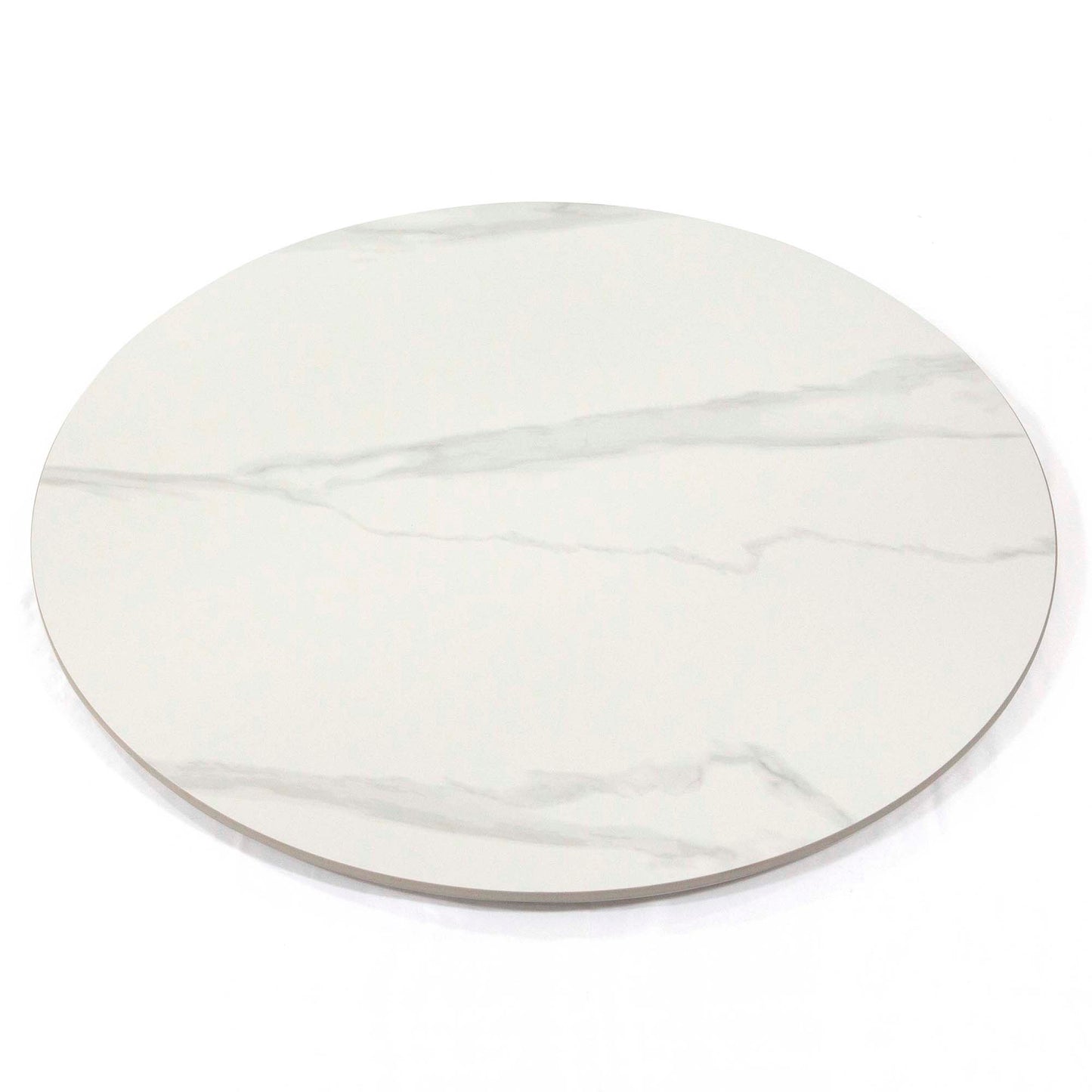 30" round white sintered stone table tops