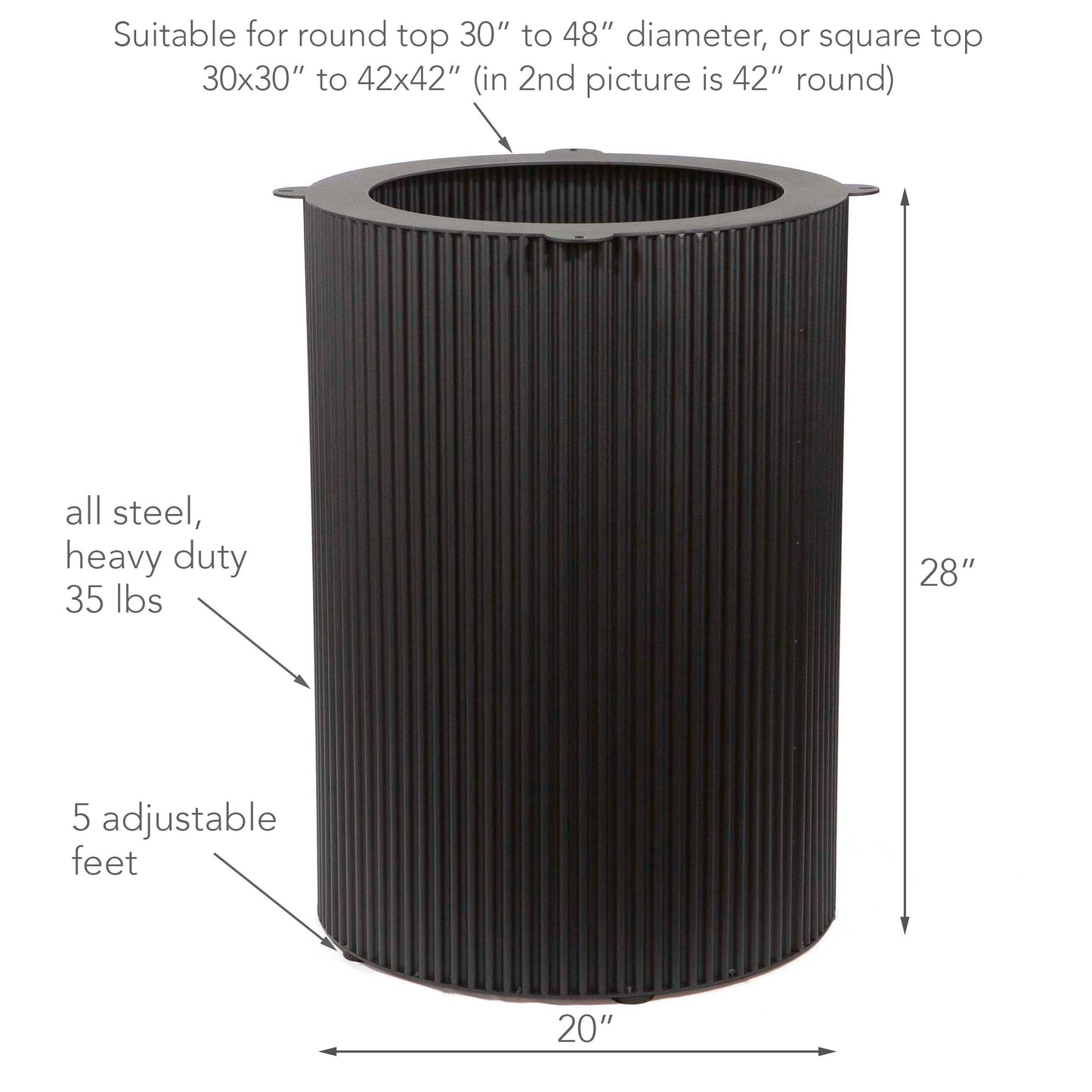 Large Fluted Dining Table Base, #LK411