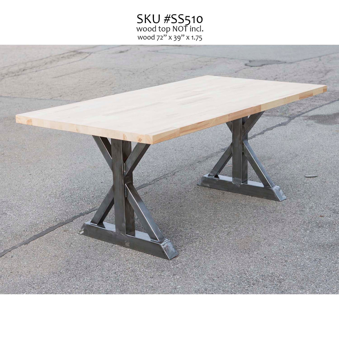 Dining Table Legs base, made in metal, trestle shape at 28" tall, ship in Canada & USA