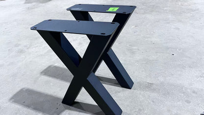 CLEARANCE #4｜Metal Bench Leg Base, 1 Pair, X Shape #W5037E