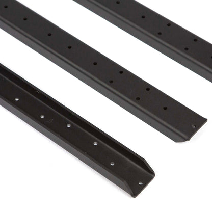 Set of aluminum outdoor table cleats in black powder coated finish, rust free table top support brackets