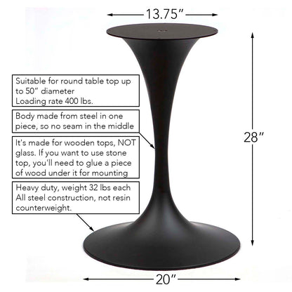 Tulip-Shaped Round Dining Table Base, White Powder Coated #LK2028W