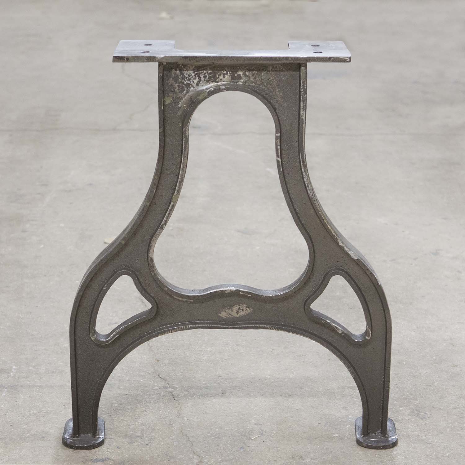 Front view of CAST11 cast iron table leg with classic industrial design and curved profile