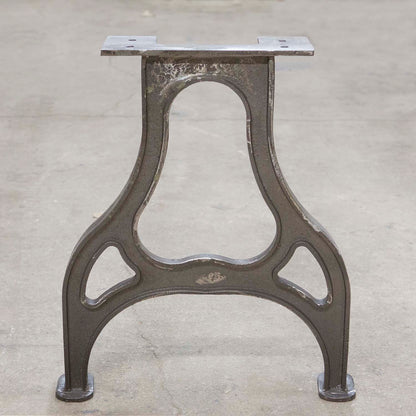 Front view of CAST11 cast iron table leg with classic industrial design and curved profile