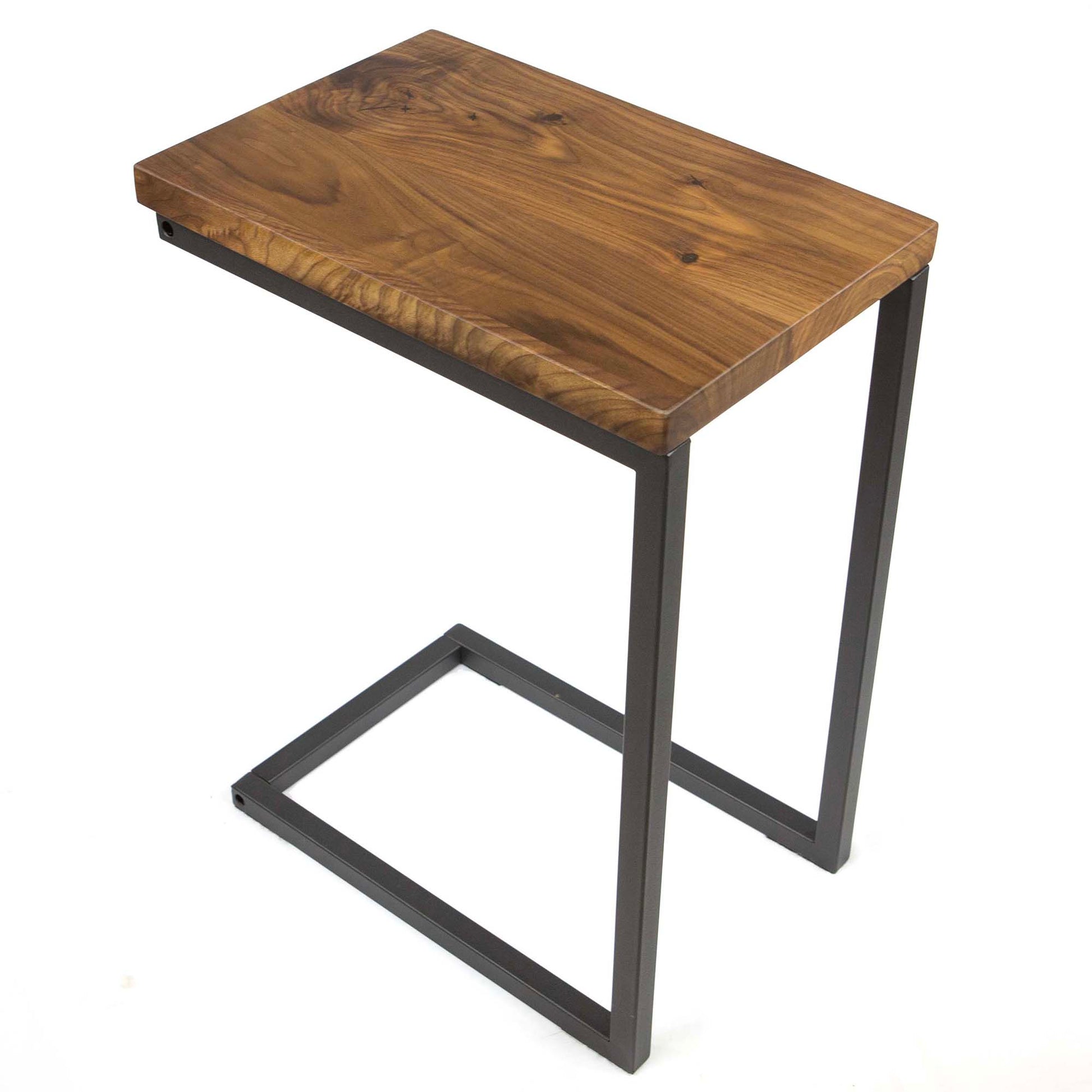 C shape black walnut side table