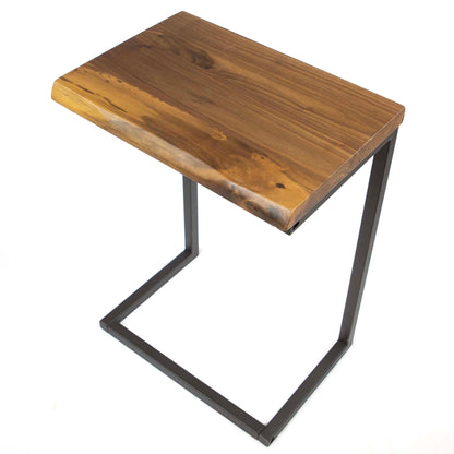 C shape black walnut side table