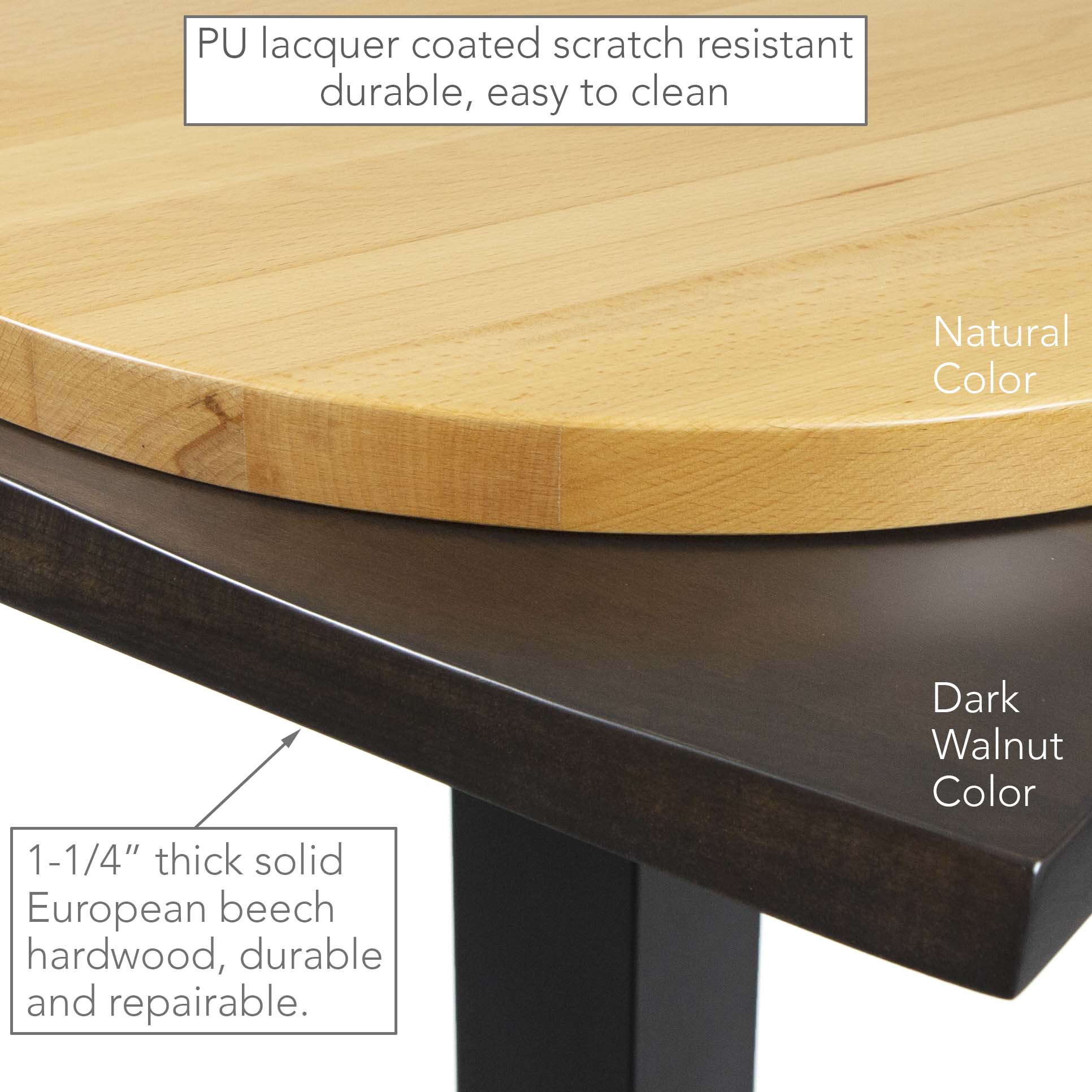 solid European beech hardwood table tops