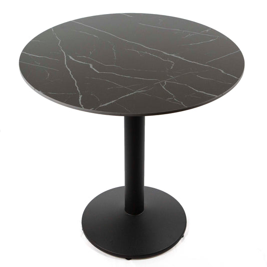 30" round black sintered stone cafe table