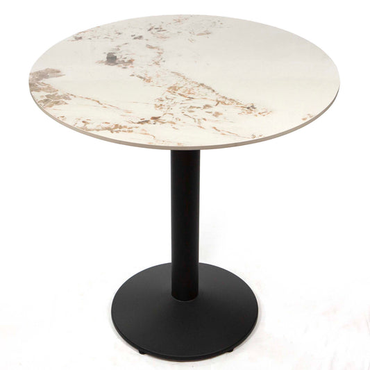 white round sintered stone restaurant tables