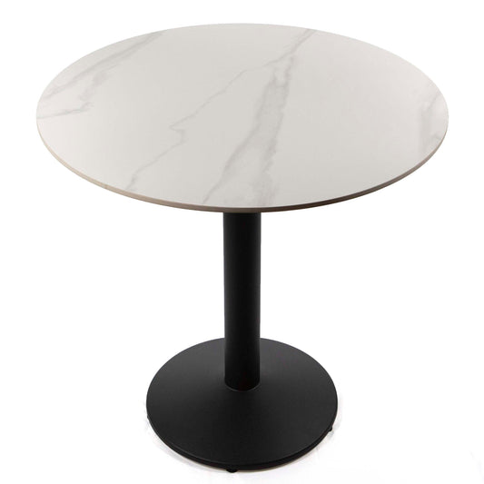 30" round white sintered stone cafe table