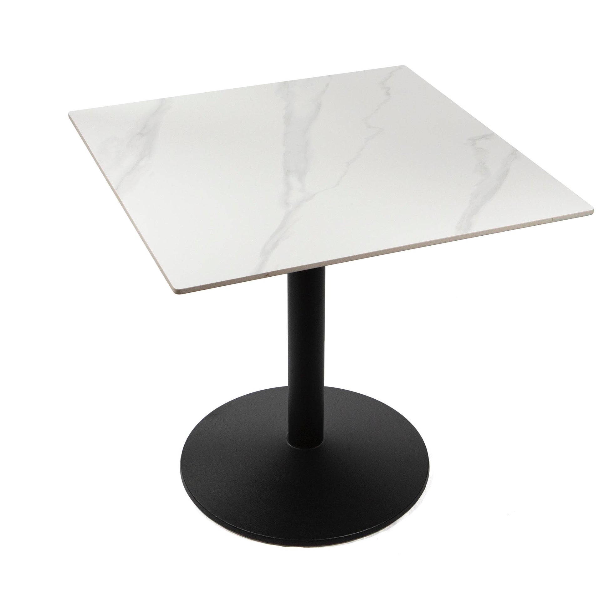 30" x 30" white sintered stone restaurant cafe table