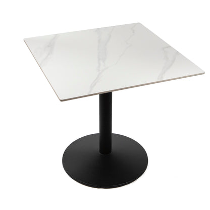 30" x 30" white sintered stone restaurant cafe table