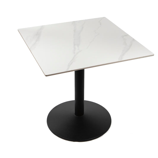 30" x 30" white sintered stone restaurant cafe table