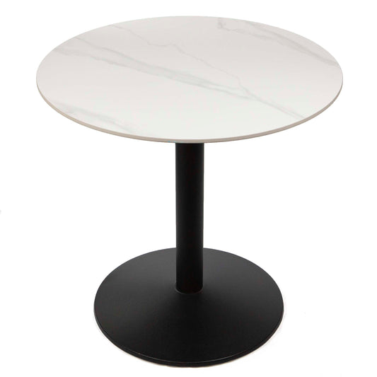30" round white sintered stone cafe bistro table