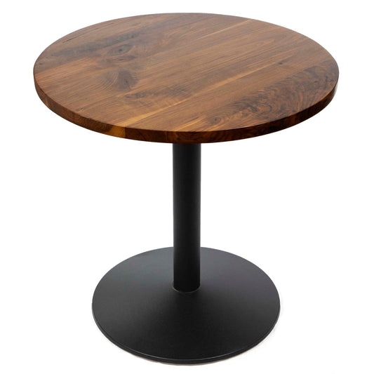 30" round solid black walnut restaurant bistro cafe table