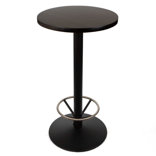 24" round European beech wood bar height bistro table with footrest