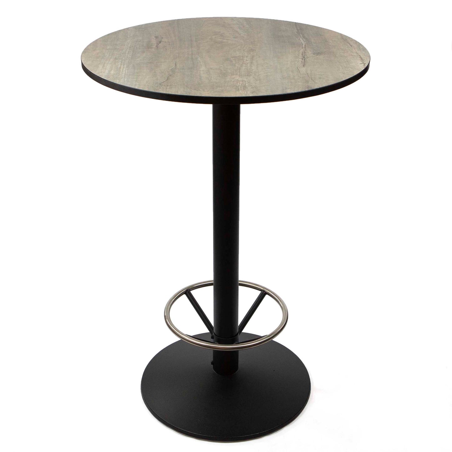 30" round HPL bar height bistro table with footrest