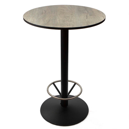 30" round HPL bar height bistro table with footrest