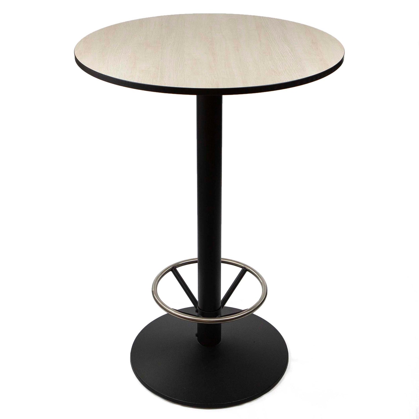 30" round HPL bar height bistro table with footrest