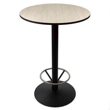 30" round HPL bar height bistro table with footrest