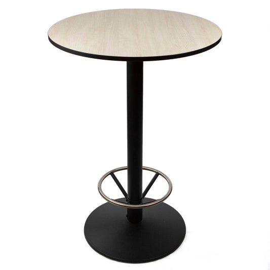 30" round HPL bar height bistro table with footrest