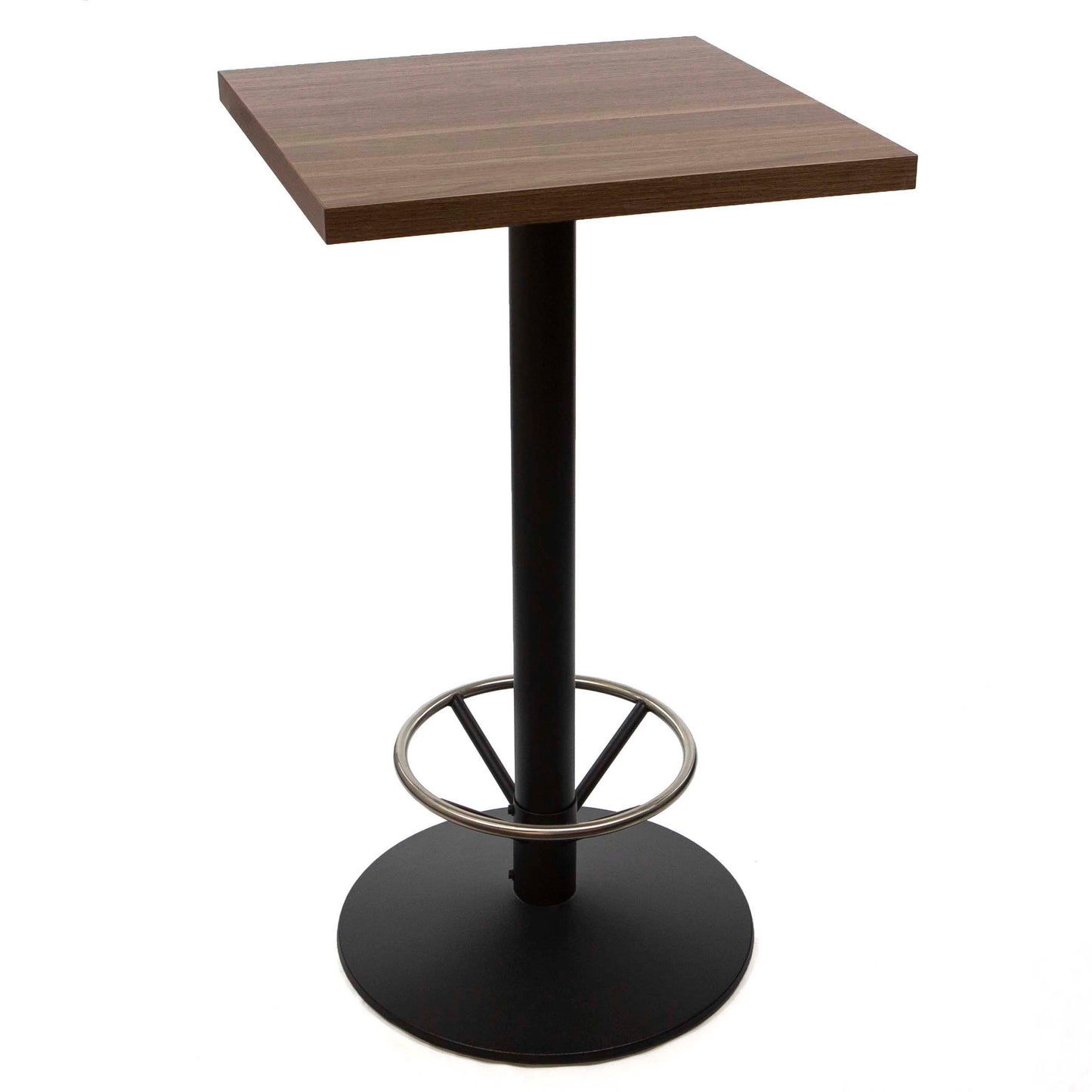 24" x 24" melamine board bar height cafe table with foot rest