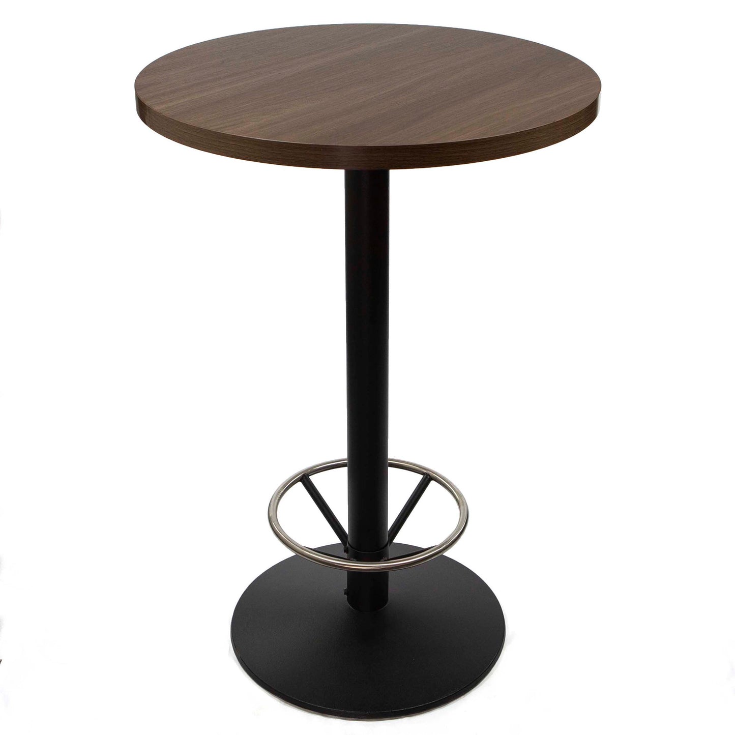 30" round hight top bistro bar table with footrest