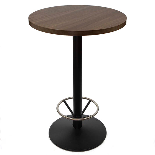 30" round hight top bistro bar table with footrest
