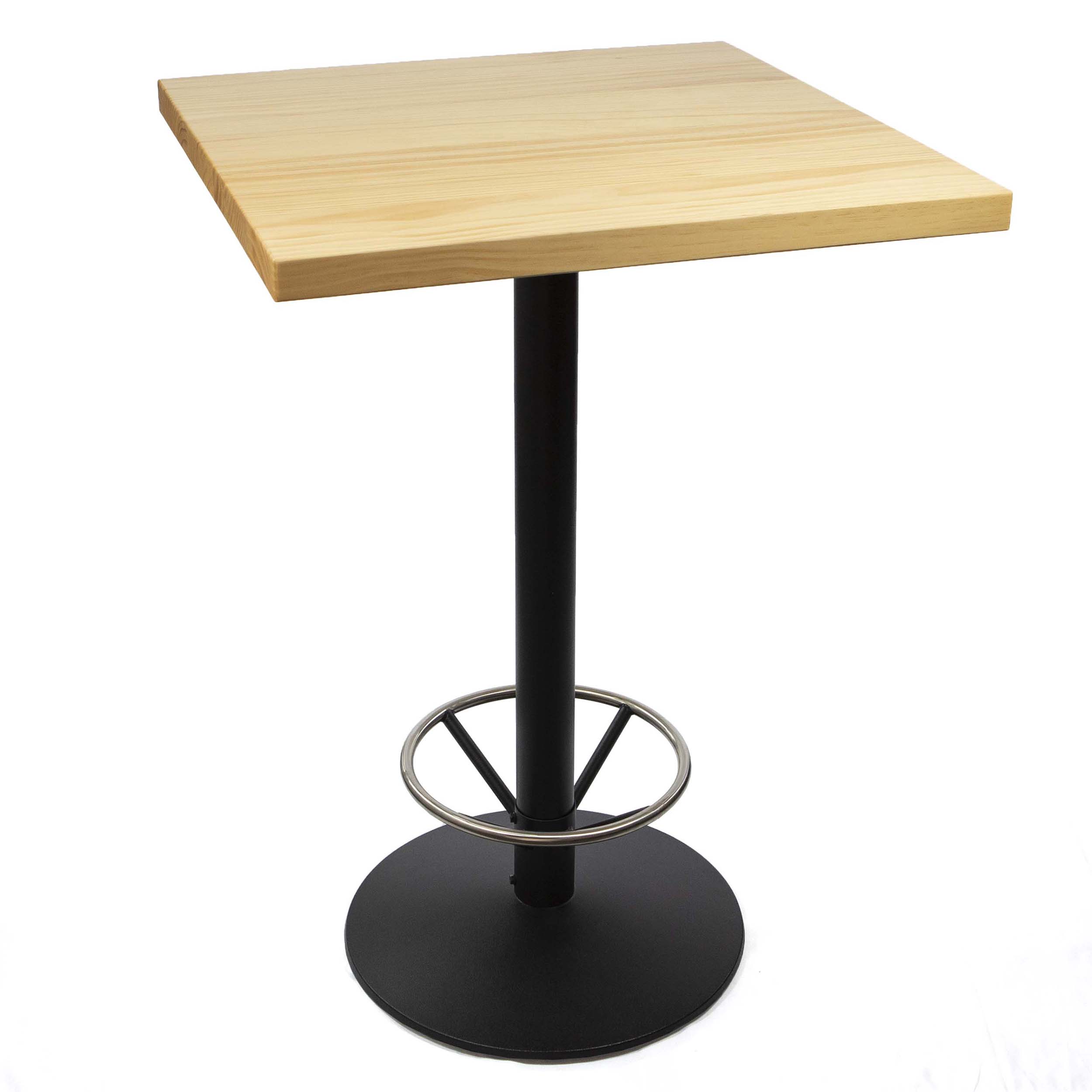 30 x 30" Solid Pine Wood Bar Height Bistro Table with Footrest, Natura ...