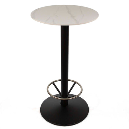 24" round sintered stone bar height bistro table, with footrest