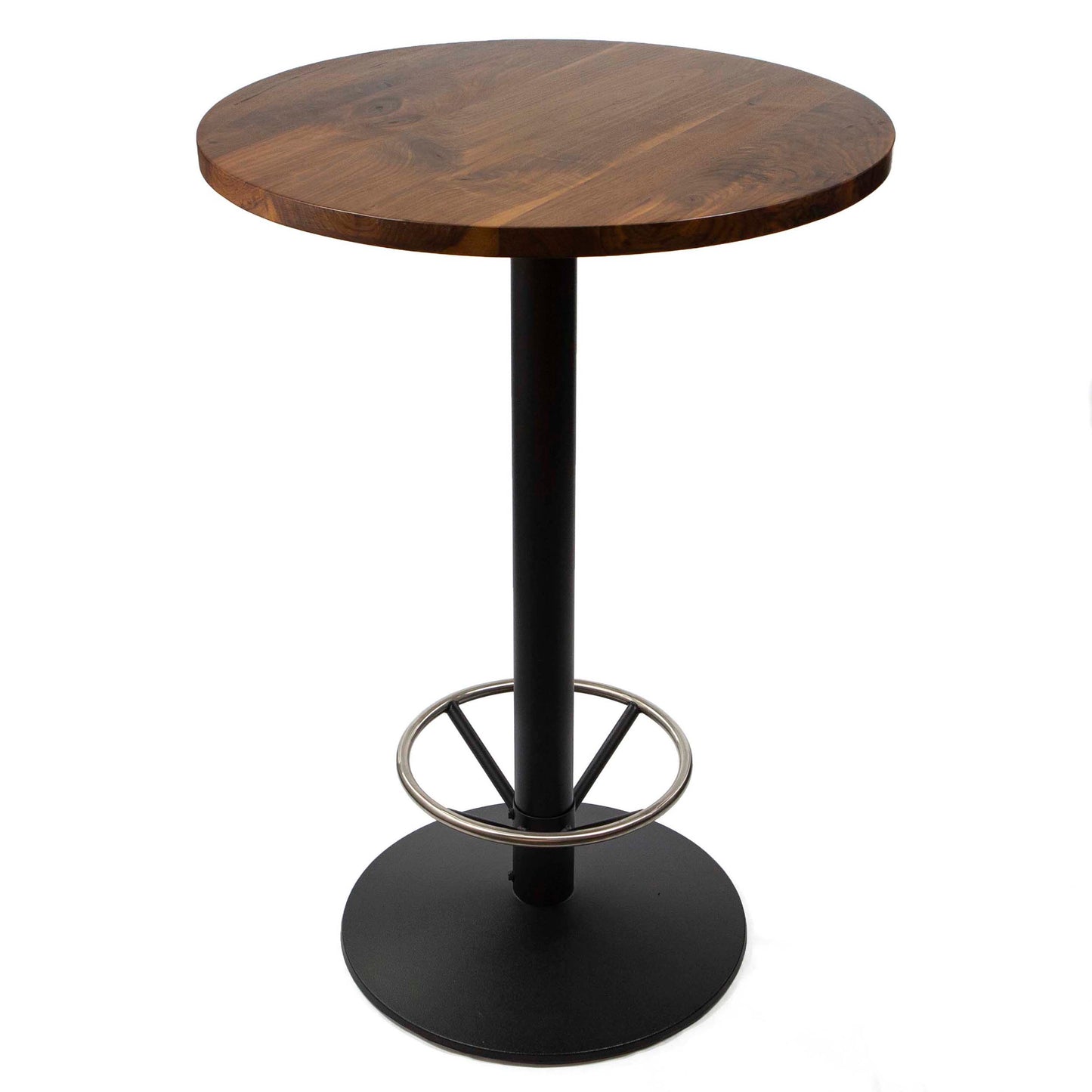 30" round solid black walnut bar height bistro table