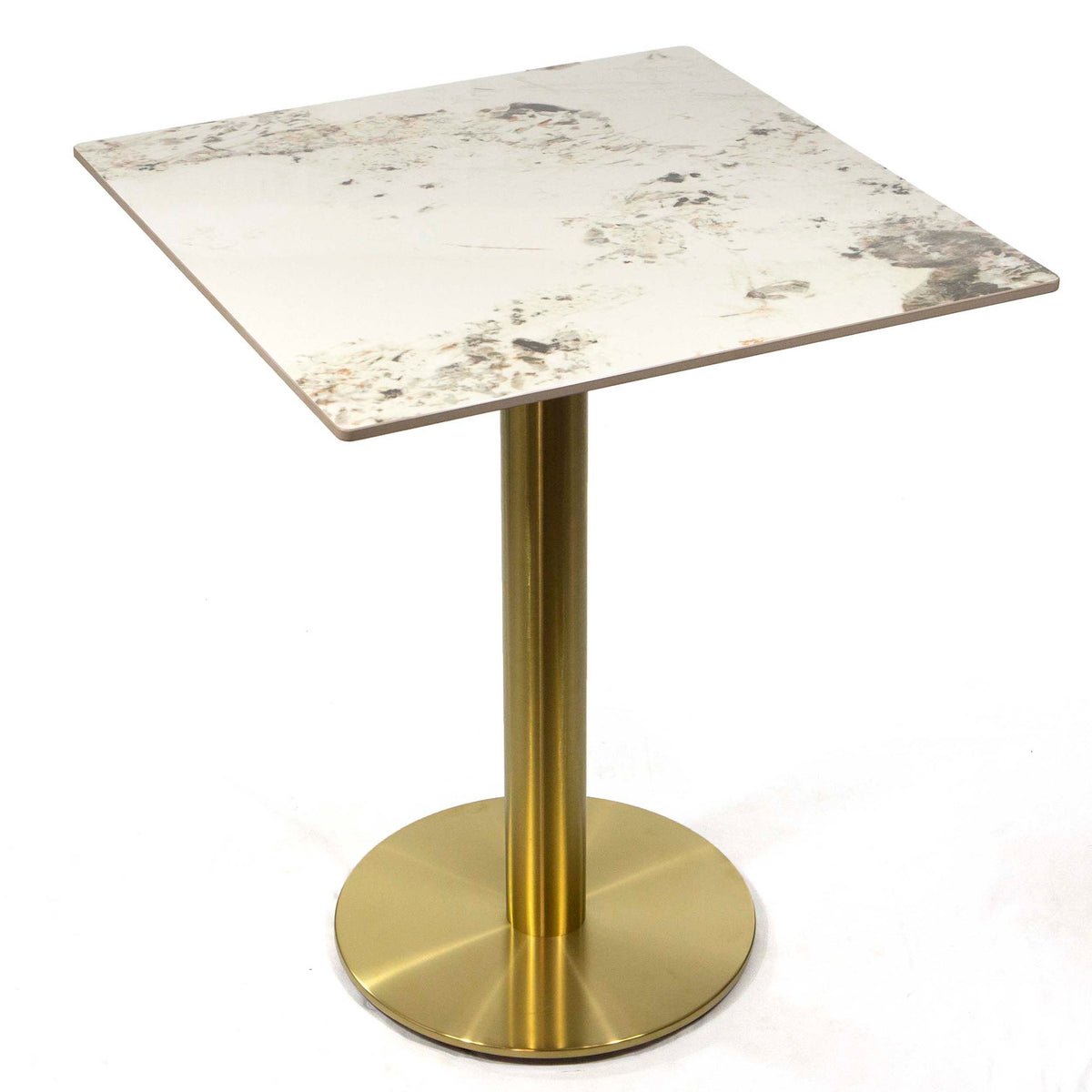 white sintered stone restaurant cafe table