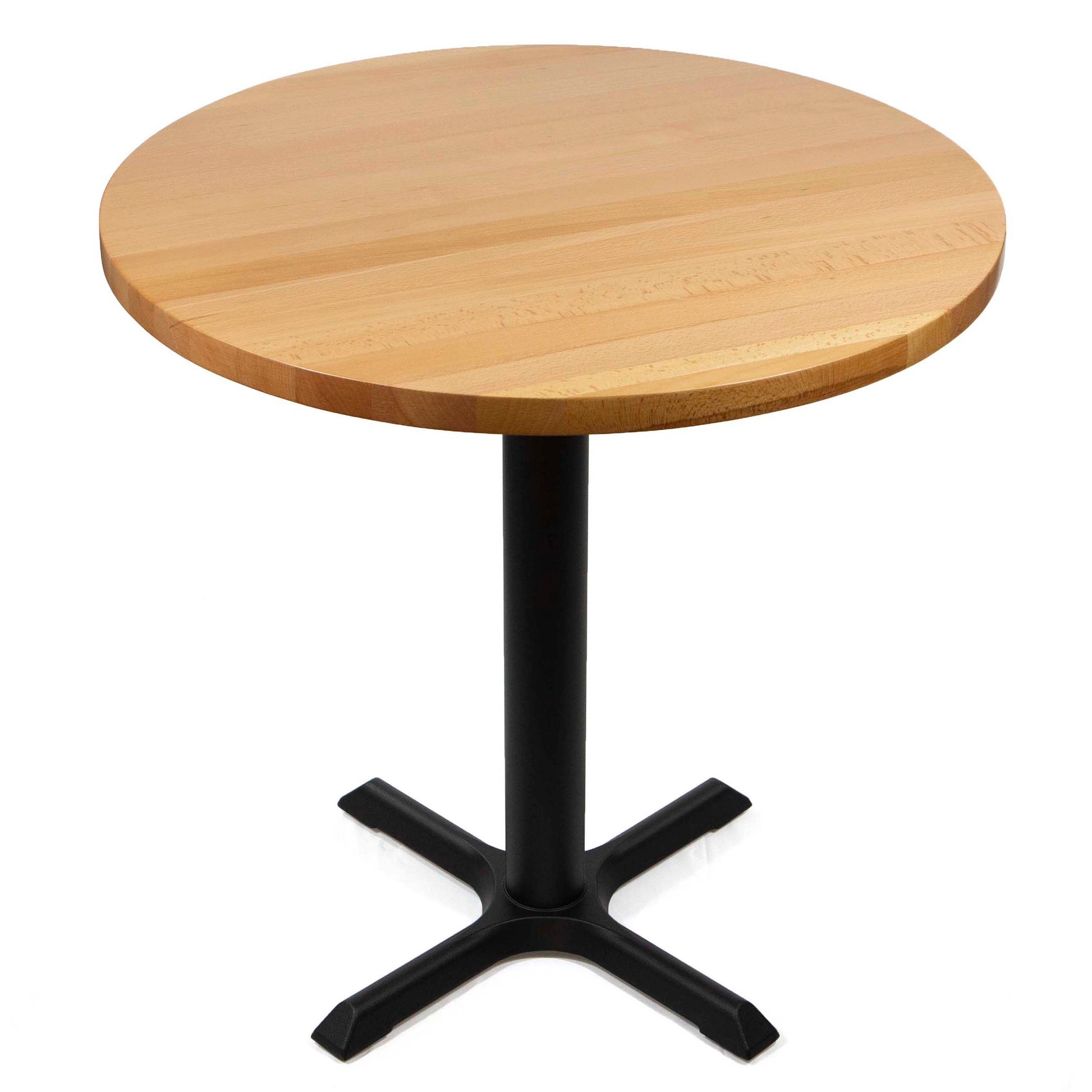30" round solid European beech hardwood restaurant cafe table