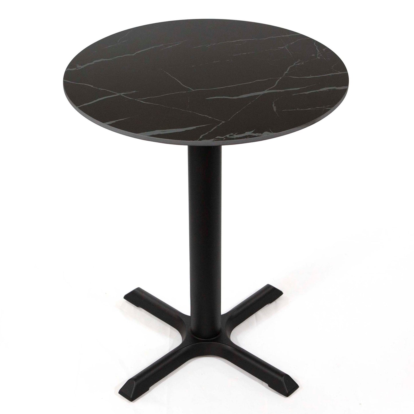 24" black round marble cafe table