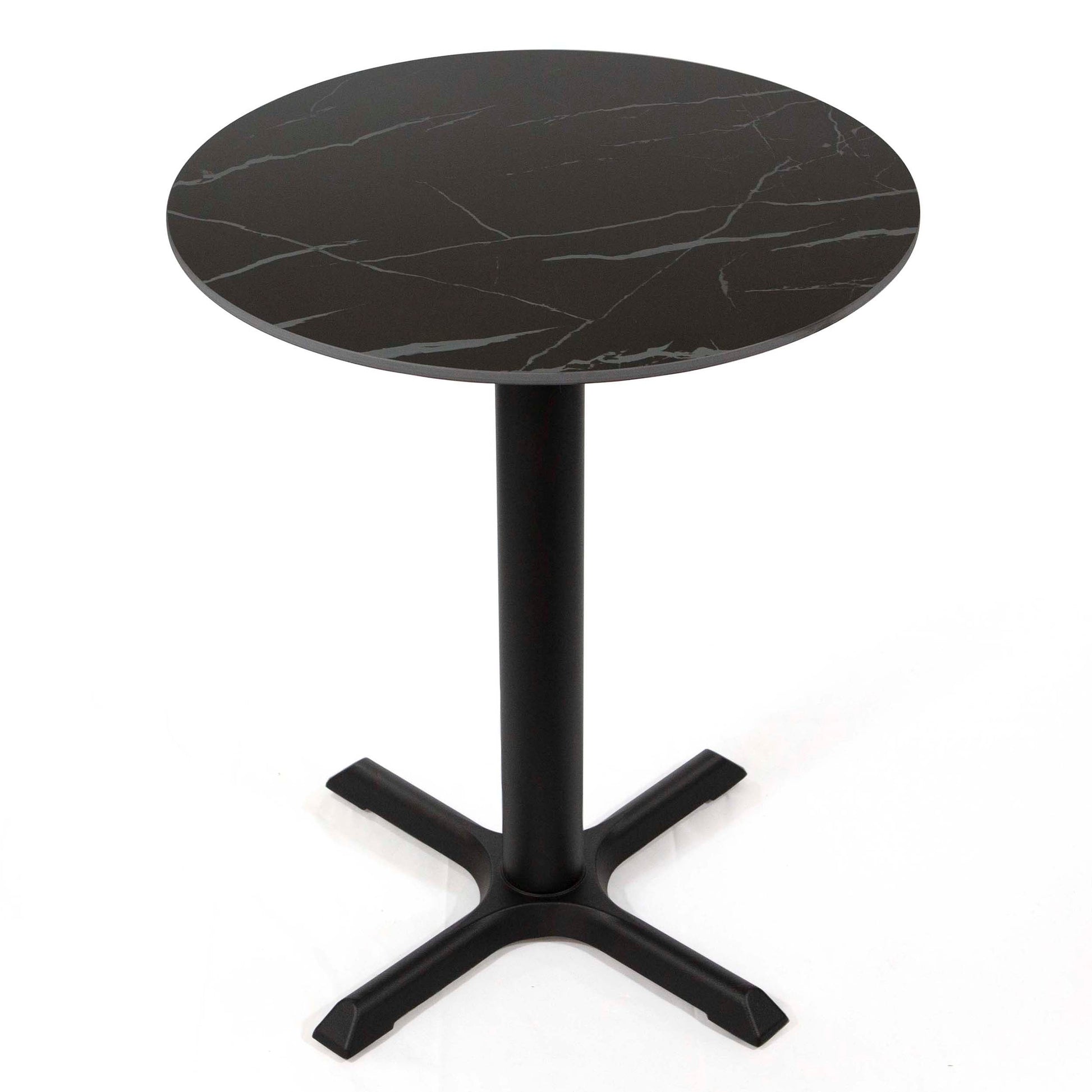 24" black round marble cafe table