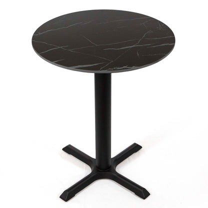 24" black round marble cafe table
