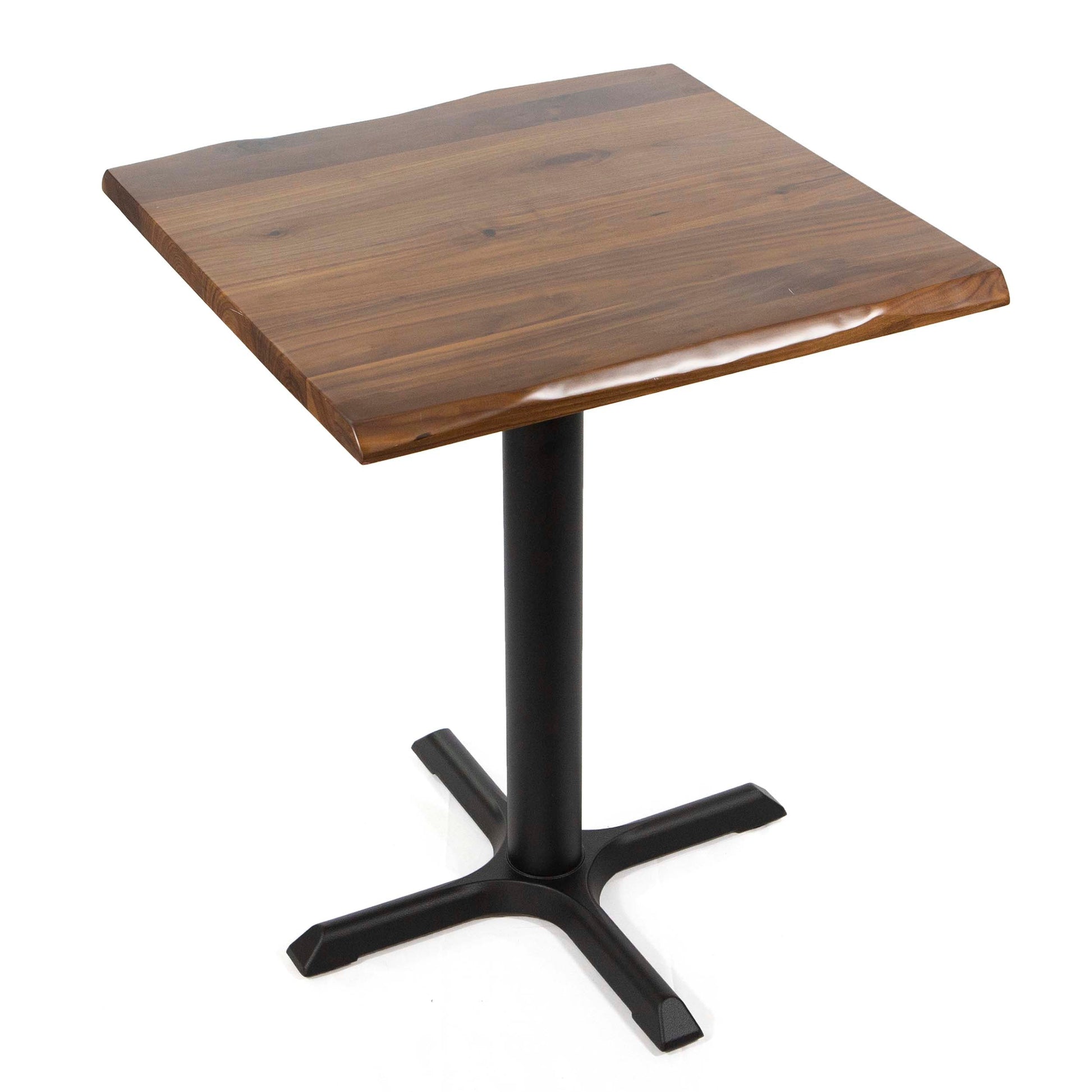 24 x 24" live edge solid black walnut restaurant cafe table