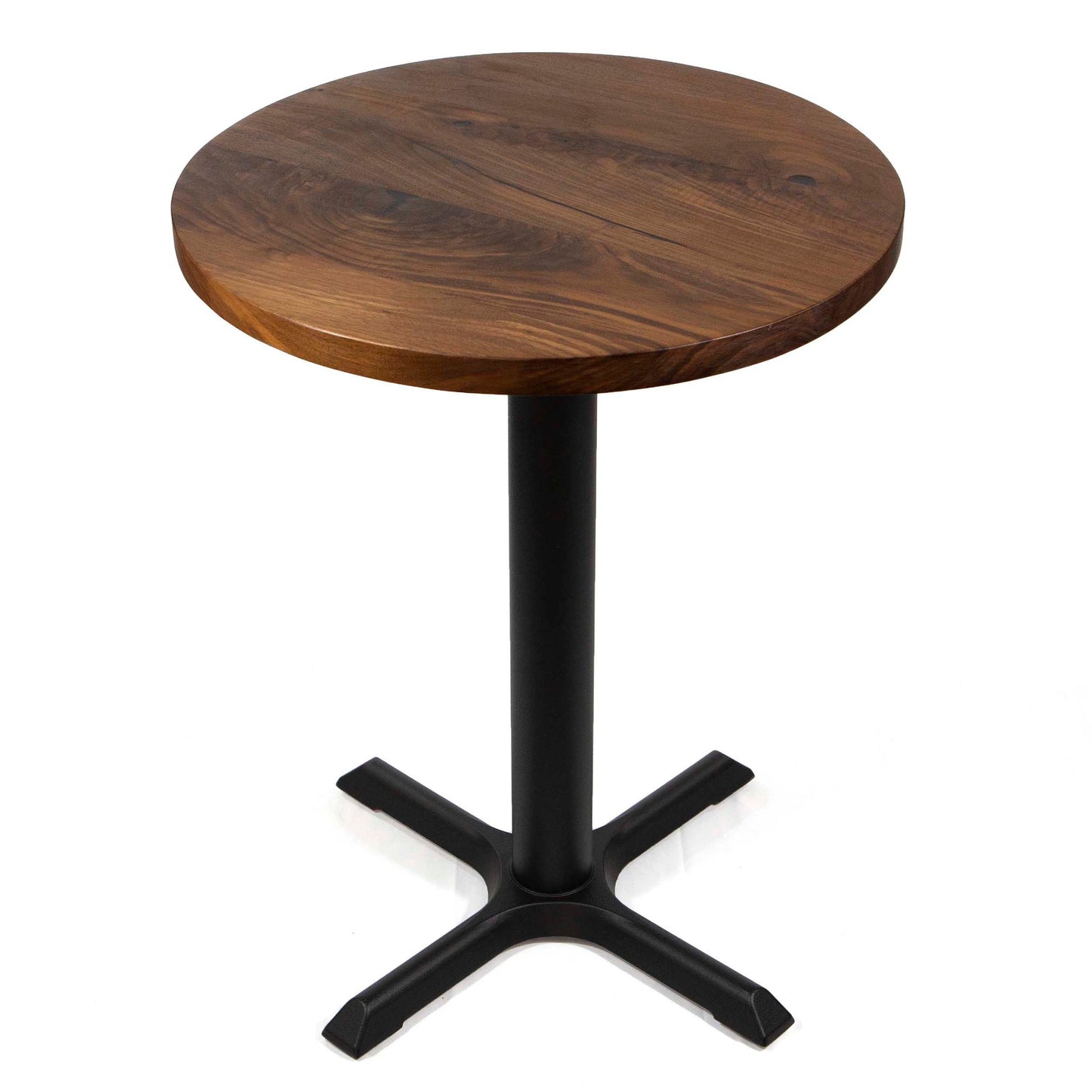 24" round solid black walnut bistro table