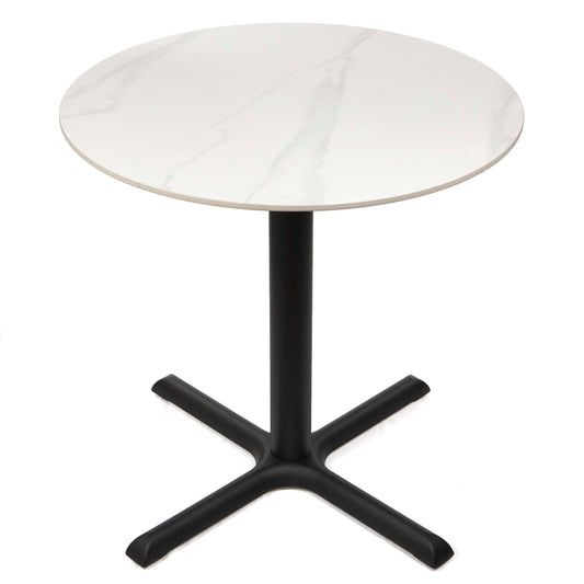 30" round white sintered stone restaurant bistro cafe table