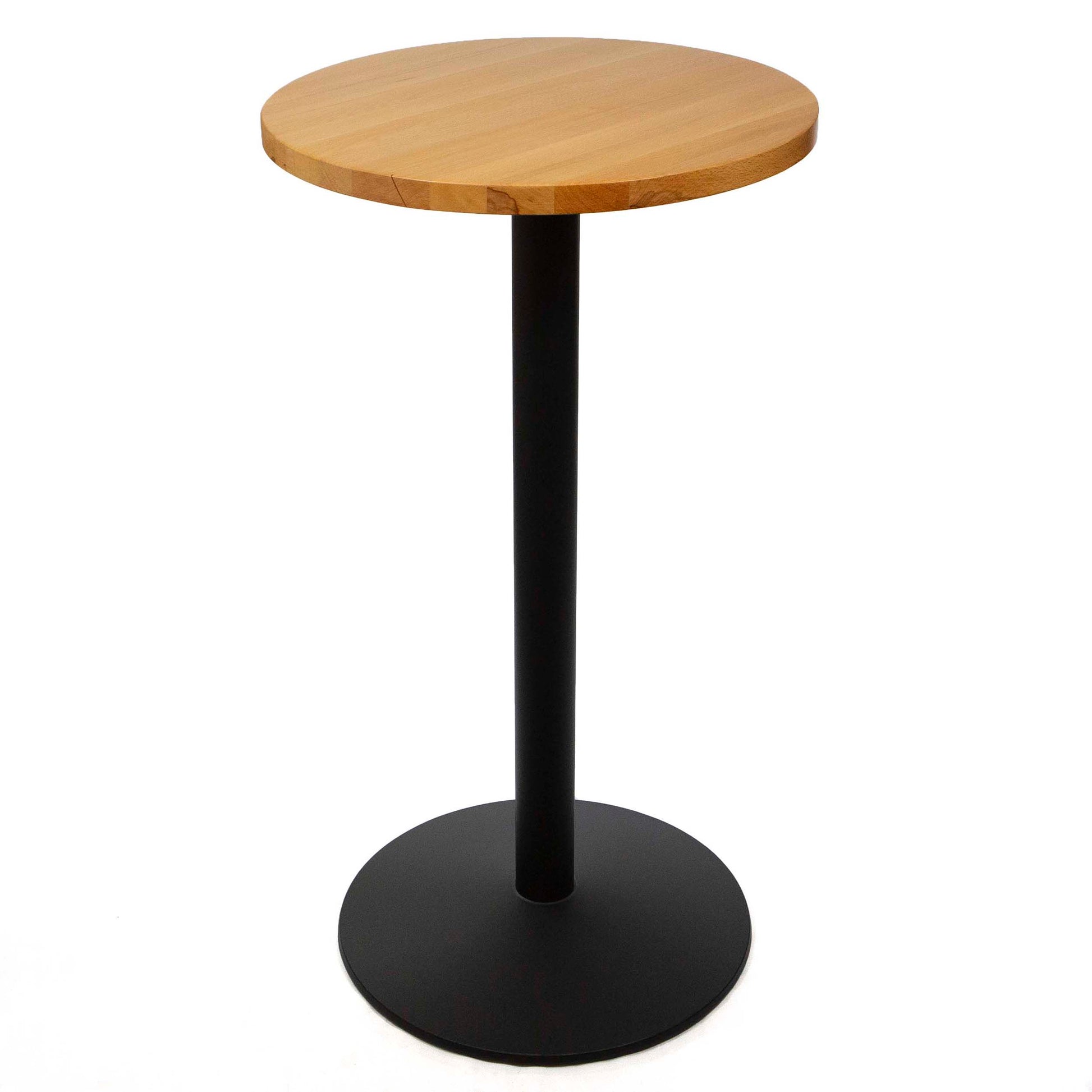 24" round solid European beech high top bar table