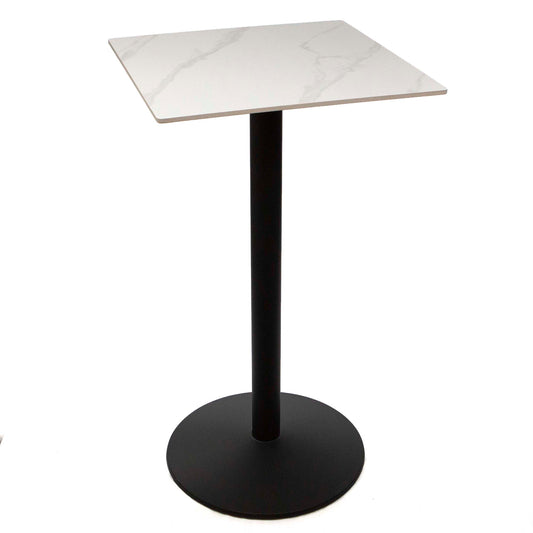 24" x 24" white sintered stone bar height bistro table