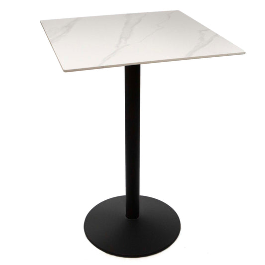 30" x 30" white sintered stone bar height bistro table