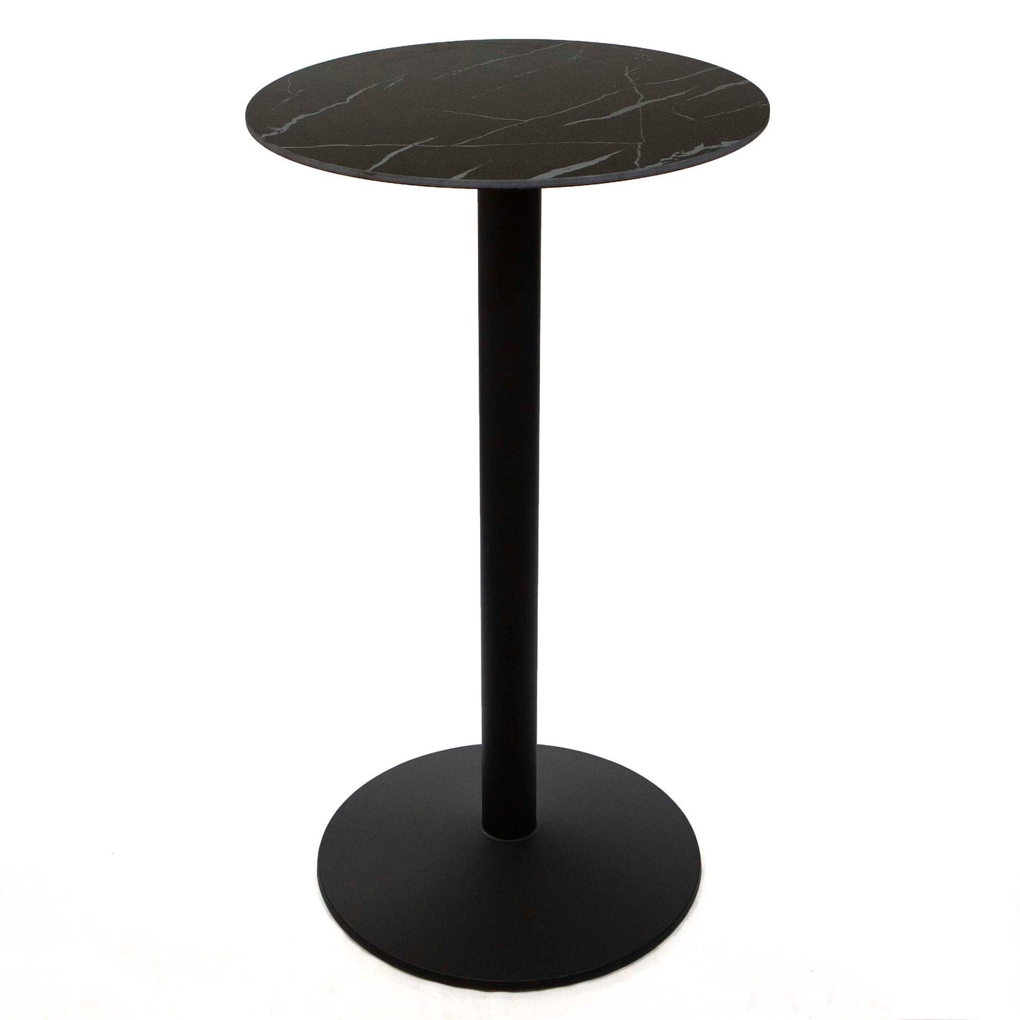 24" round black sintered stone high top bistro bar table